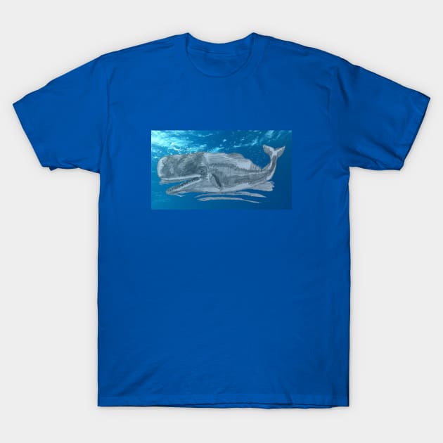 Cachalot by the Ocean Surface T-Shirt by Mila-Ola_Art